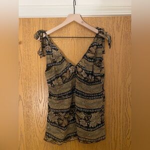 Floral Striped Sleeveless Dress